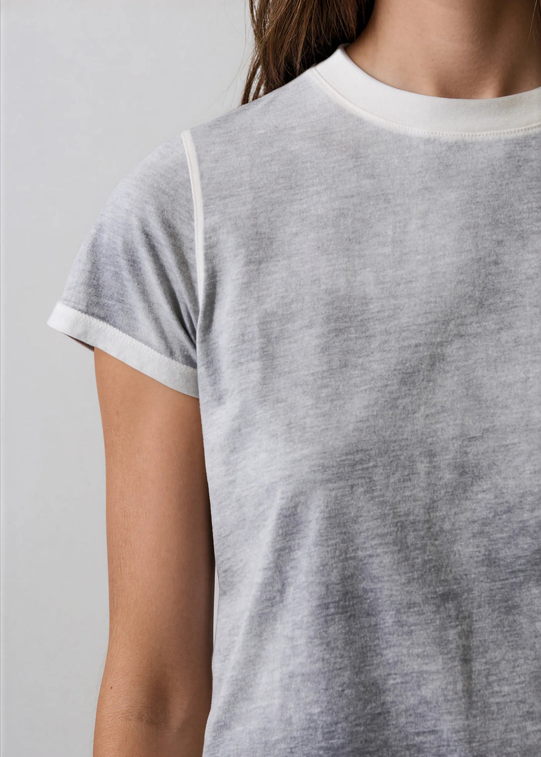 SS PIMA REVERSE SPRAY CREW BABY TEE (GREY CLOUD) - PATRICK ASSARAF