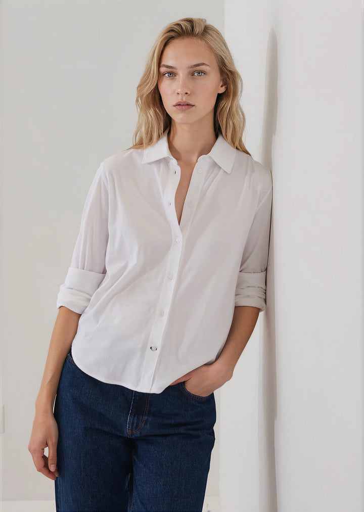 L/S ORGANIC COTTON RELAXED SHIRT (WHITE) - PATRICK ASSARAF