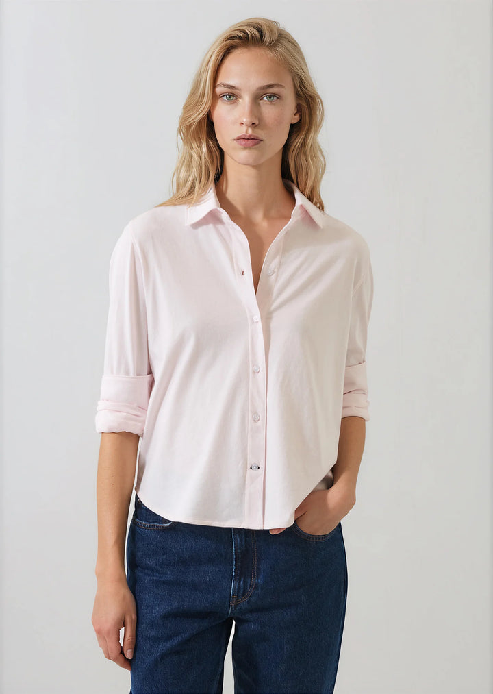 L/S ORGANIC COTTON RELAXED SHIRT (BARLEY PINK) - PATRICK ASSARAF