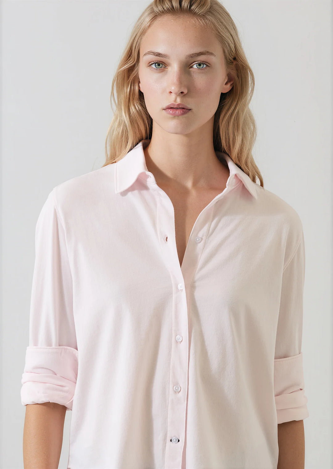 L/S ORGANIC COTTON RELAXED SHIRT (BARLEY PINK) - PATRICK ASSARAF