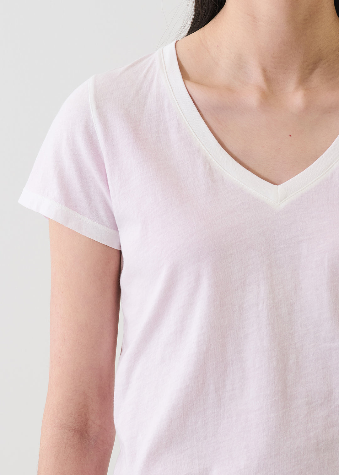 S/S PIMA CLASSIC REVERSE SPRAY V-NECK (PALE ORCHID) - PATRICK ASSARAF