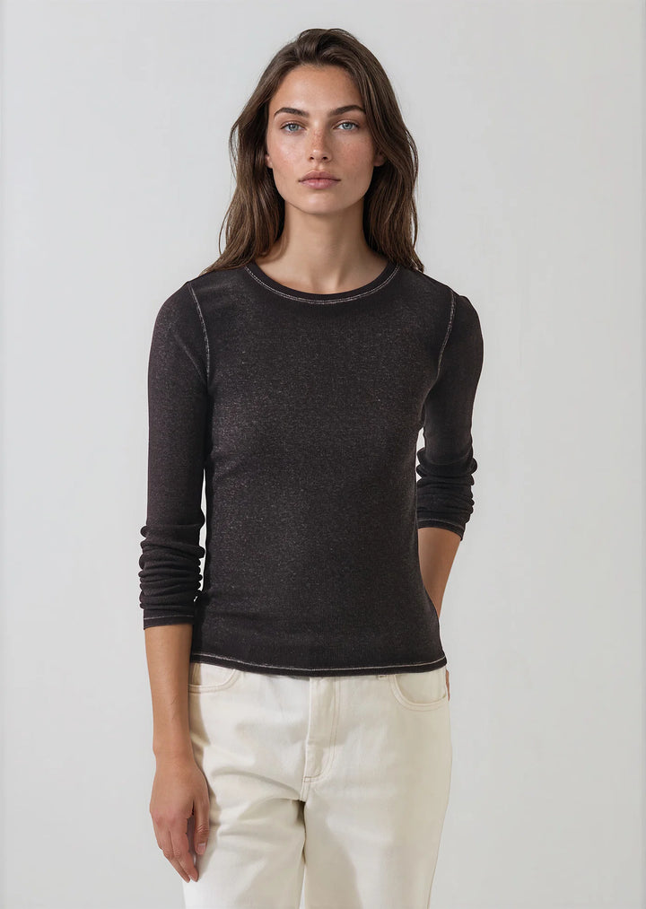 L/S COTTON MODAL VINTAGE RIB CREW (MOLASSES) - PATRICK ASSARAF