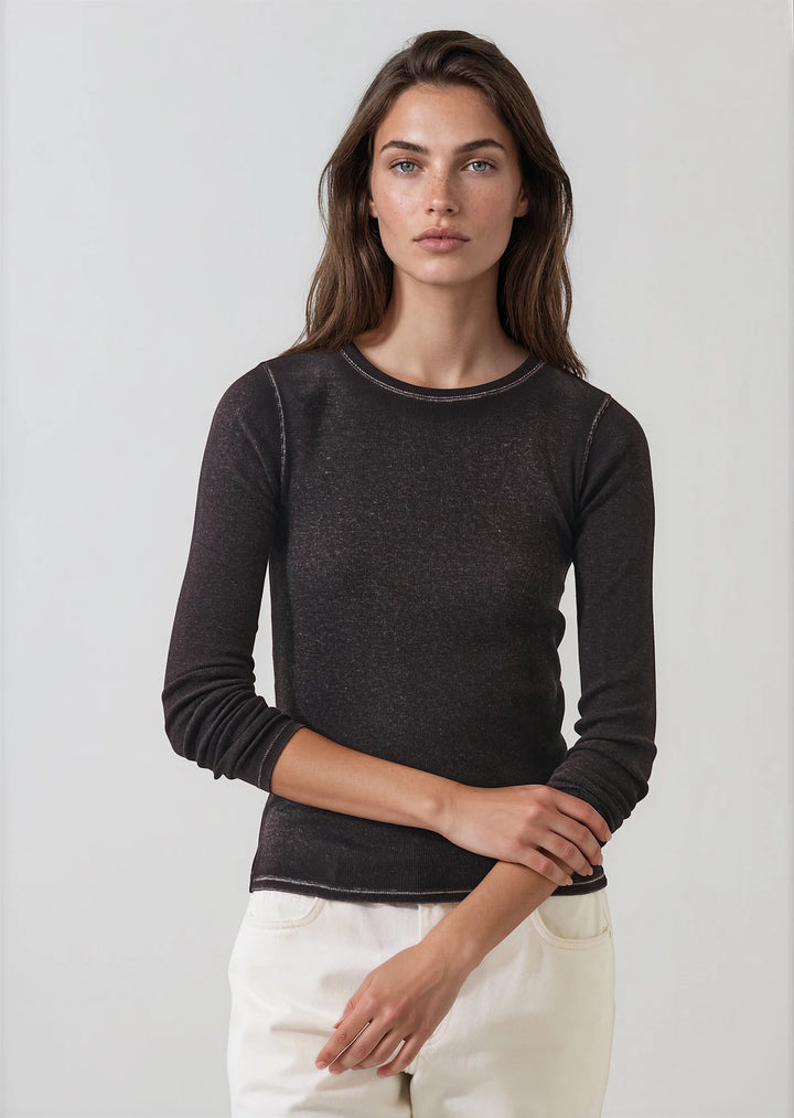 L/S COTTON MODAL VINTAGE RIB CREW (MOLASSES) - PATRICK ASSARAF