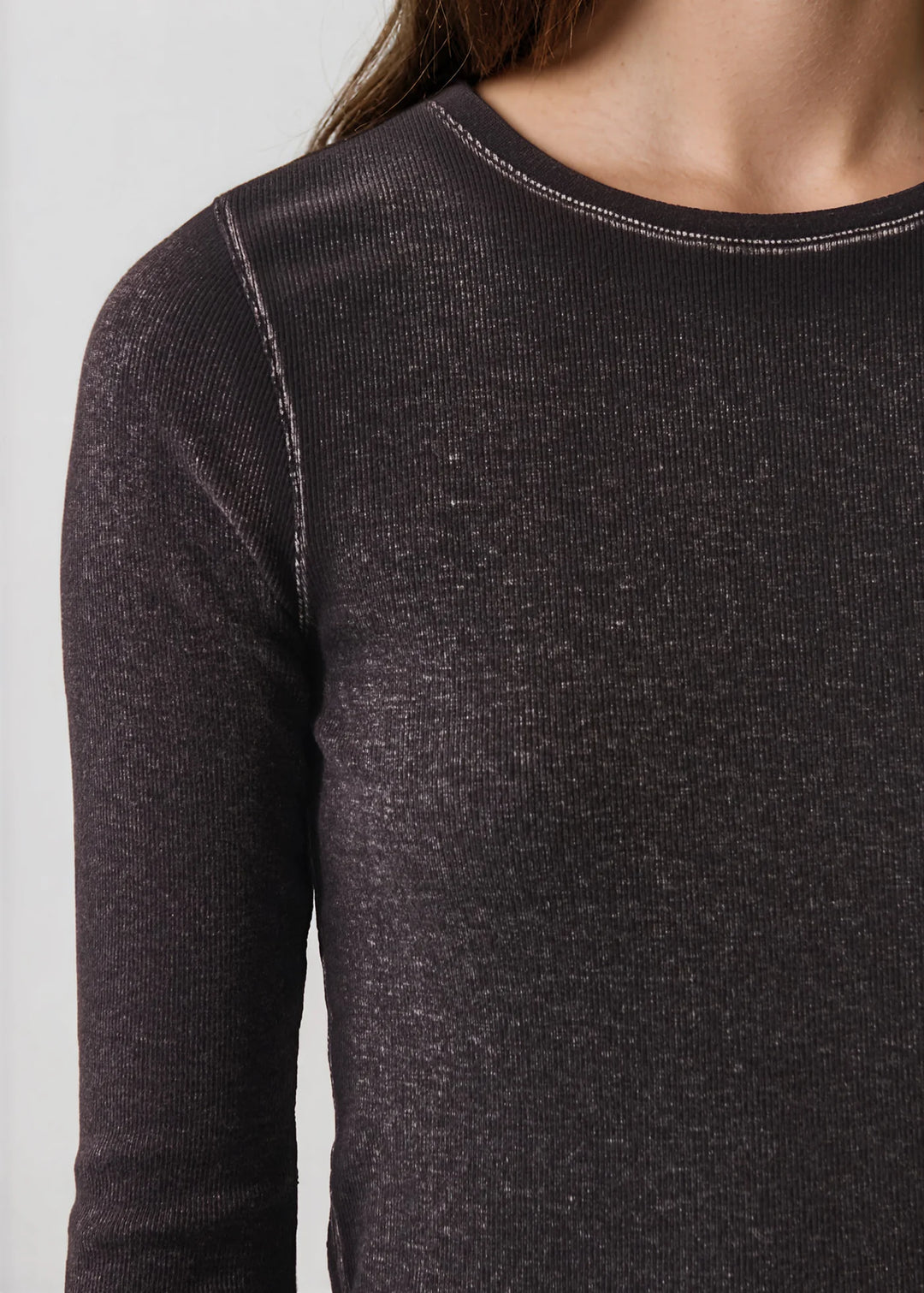 L/S COTTON MODAL VINTAGE RIB CREW (MOLASSES) - PATRICK ASSARAF
