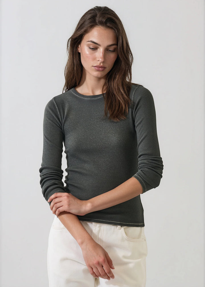 L/S COTTON MODAL VINTAGE RIB CREW (THYME) - PATRICK ASSARAF