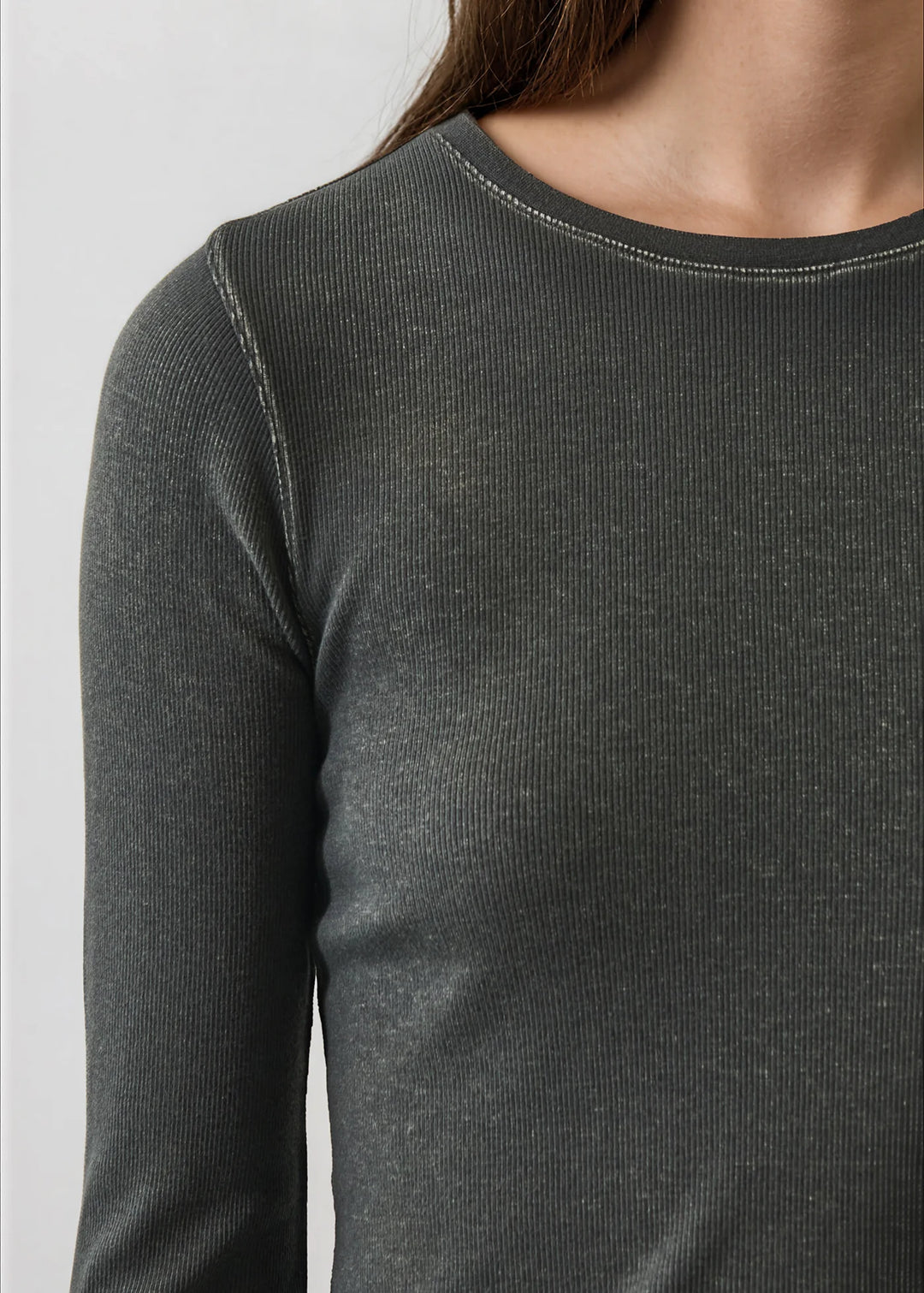 L/S COTTON MODAL VINTAGE RIB CREW (THYME) - PATRICK ASSARAF
