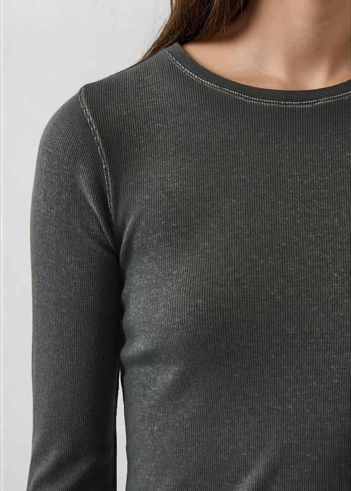 L/S COTTON MODAL VINTAGE RIB CREW (THYME) - PATRICK ASSARAF