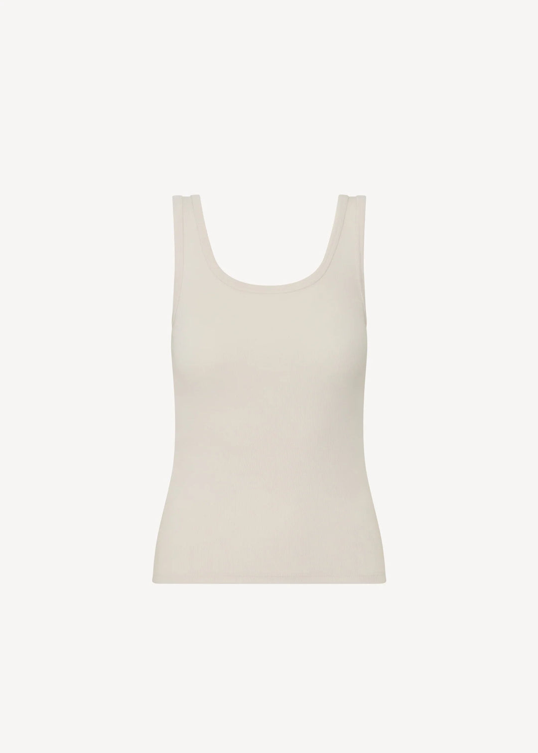 COTTON MODAL SCOOP NECK RIB TANK (CHALK) - PATRICK ASSARAF