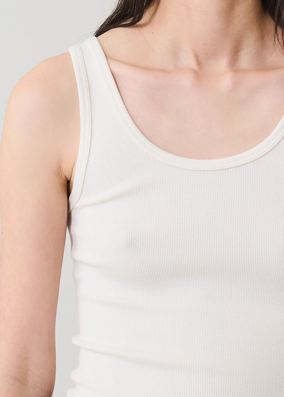 COTTON MODAL SCOOP NECK RIB TANK (CHALK) - PATRICK ASSARAF