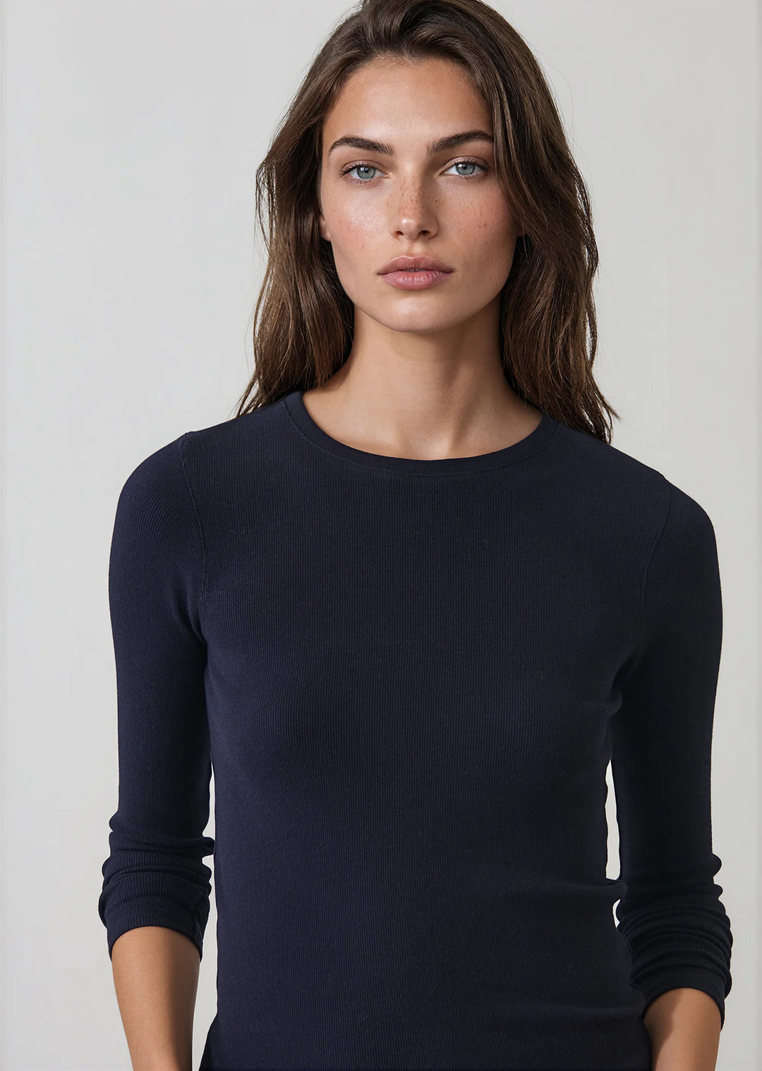 LS COTTON MODAL RIB CREW (DARK NAVY) - PATRICK ASSARAF