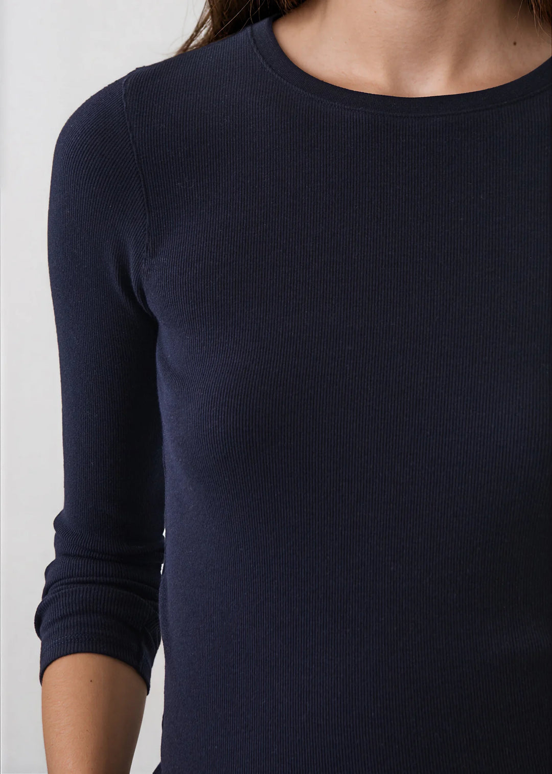 LS COTTON MODAL RIB CREW (DARK NAVY) - PATRICK ASSARAF