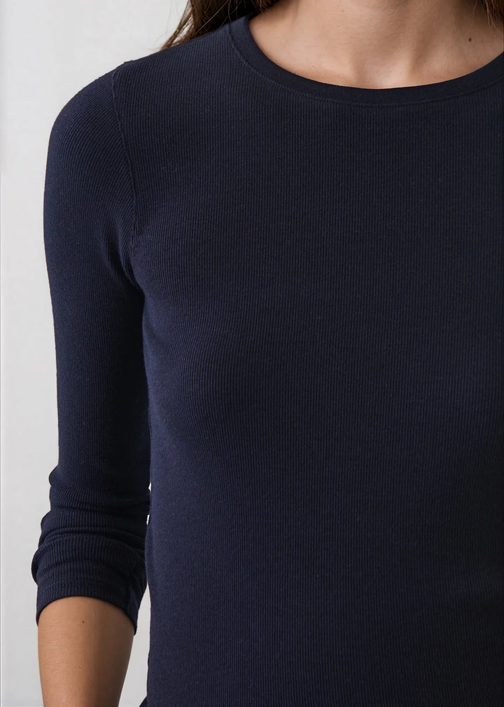LS COTTON MODAL RIB CREW (DARK NAVY) - PATRICK ASSARAF