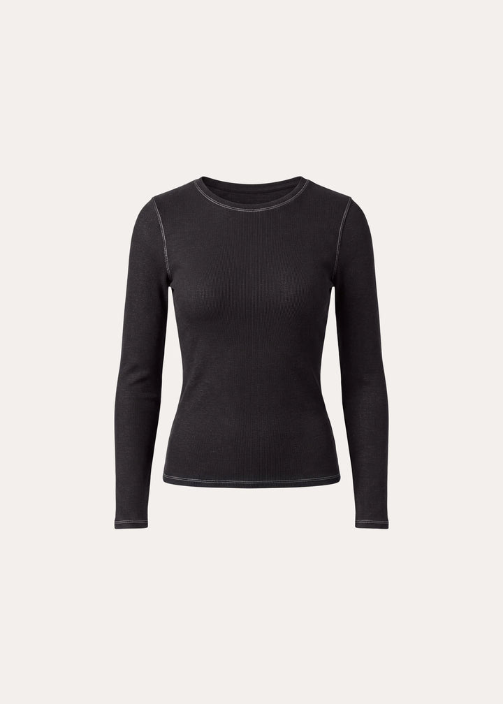L/S COTTON MODAL VINTAGE RIB CREW (MOLASSES) - PATRICK ASSARAF