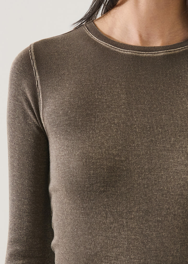LS COTTON/MODAL VINTAGE RIB CREW (CHESTNUT) - PATRICK ASSARAF