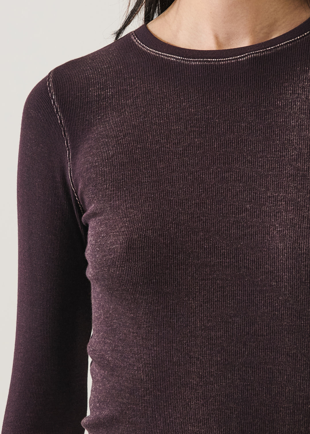 LS COTTON/MODAL VINTAGE RIB CREW (BORDEAUX) - PATRICK ASSARAF