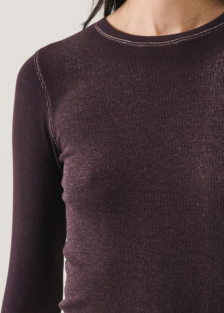 LS COTTON/MODAL VINTAGE RIB CREW (BORDEAUX) - PATRICK ASSARAF
