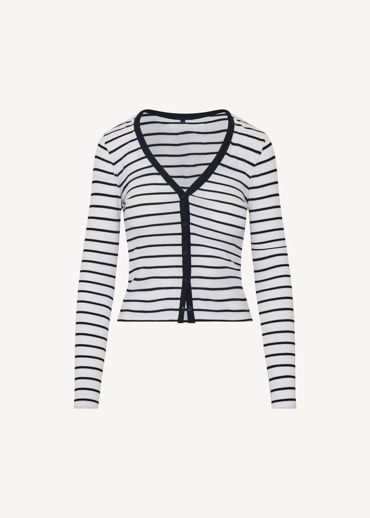 L/S MODAL COTTON STRIPE RIB CARDIGAN (NAUTICAL STRIPE) - PATRICK ASSARAF