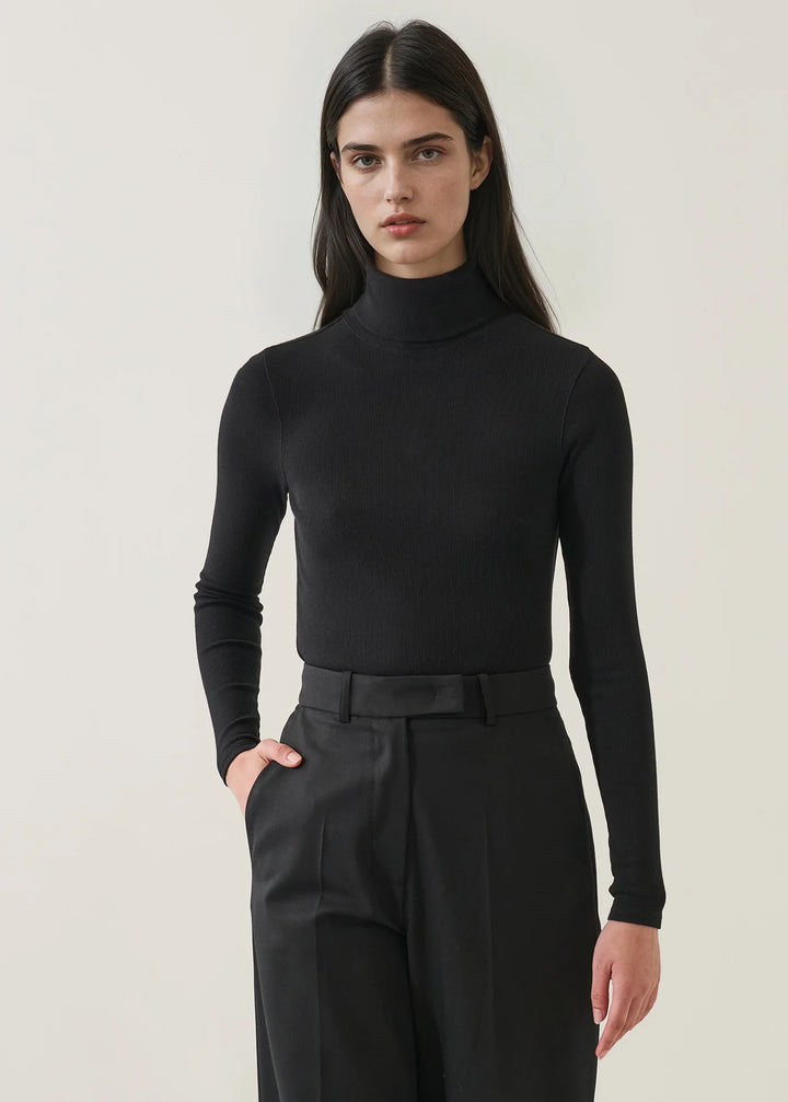 L/S COTTON MODAL RIB TURTLENECK (BLACK) - PATRICK ASSARAF
