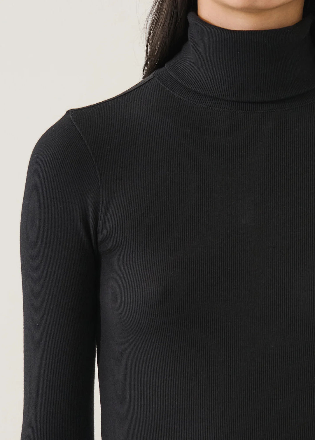 L/S COTTON MODAL RIB TURTLENECK (BLACK) - PATRICK ASSARAF