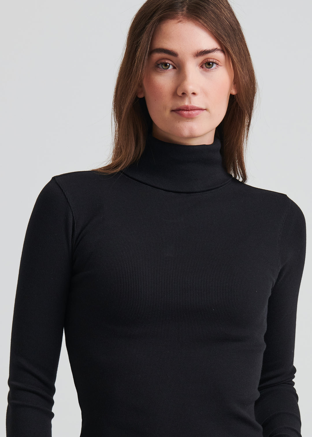 LONG SLEEVE COTTON MODAL RIB TURTLENECK (BLACK) - PATRICK ASSARAF