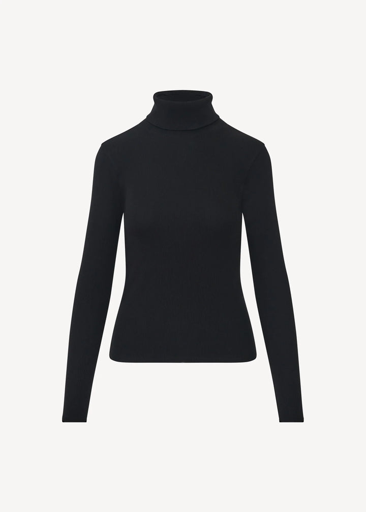 L/S COTTON MODAL RIB TURTLENECK (BLACK) - PATRICK ASSARAF