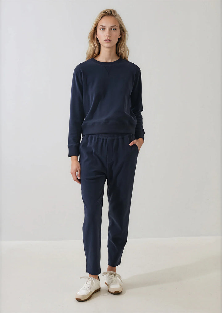 BRUSHED PIMA TAPERED PANT (DARK NAVY) - PATRICK ASSARAF