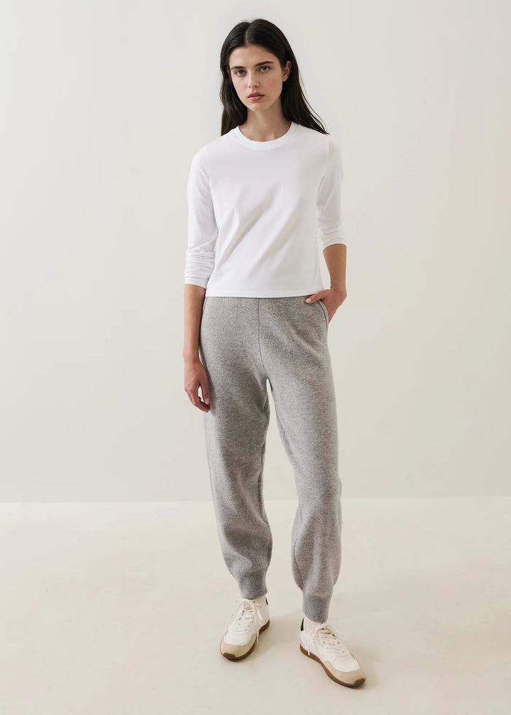 LONG SLEEVE ICONIC PIMA STRETCH BABY TEE (WHITE) - PATRICK ASSARAF