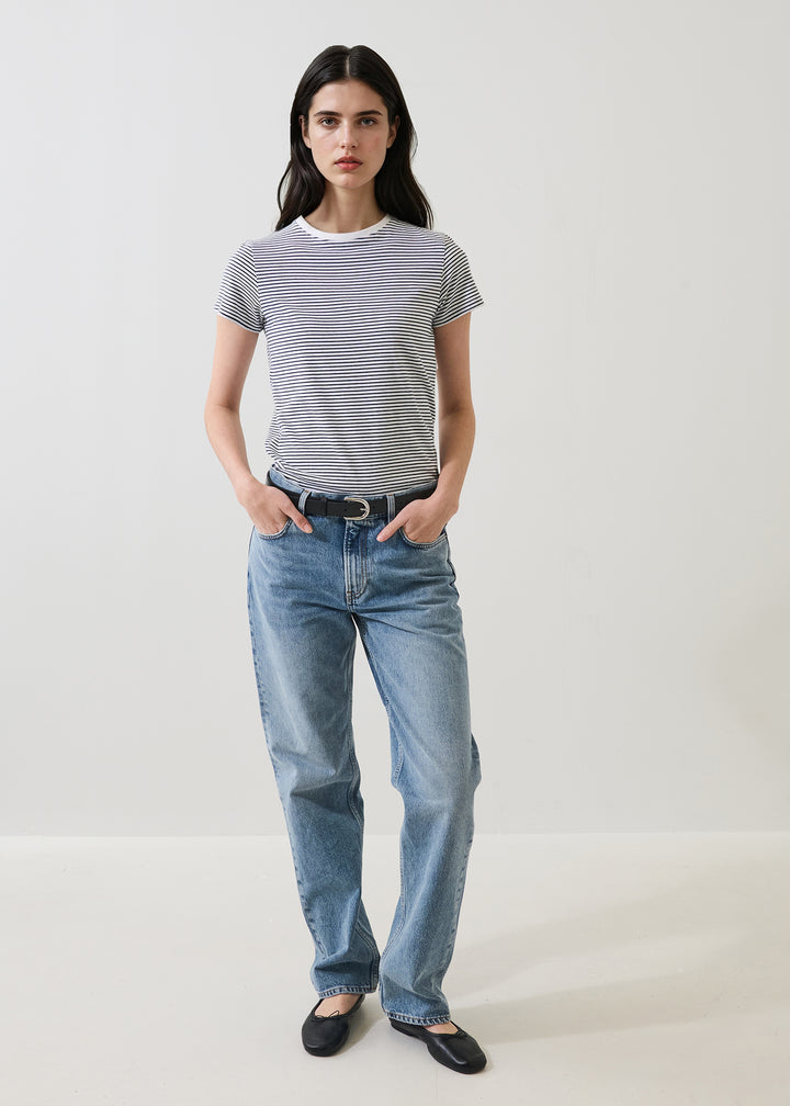S/S ICONIC MINI STRIPE CREW (WHITE) - PATRICK ASSARAF