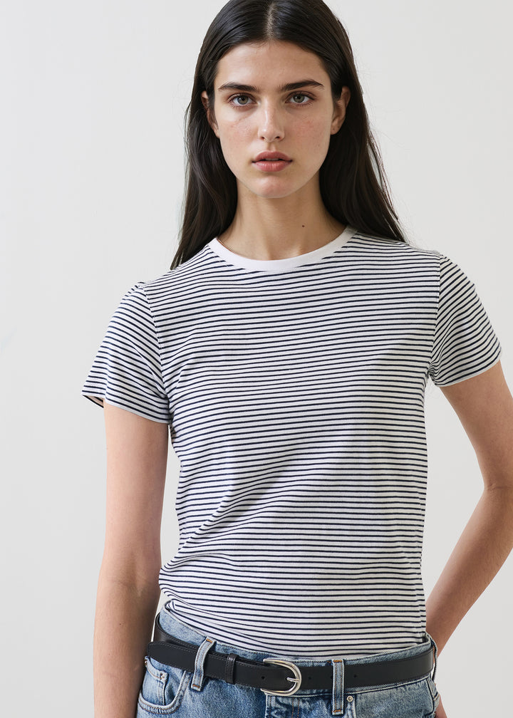 S/S ICONIC MINI STRIPE CREW (WHITE) - PATRICK ASSARAF