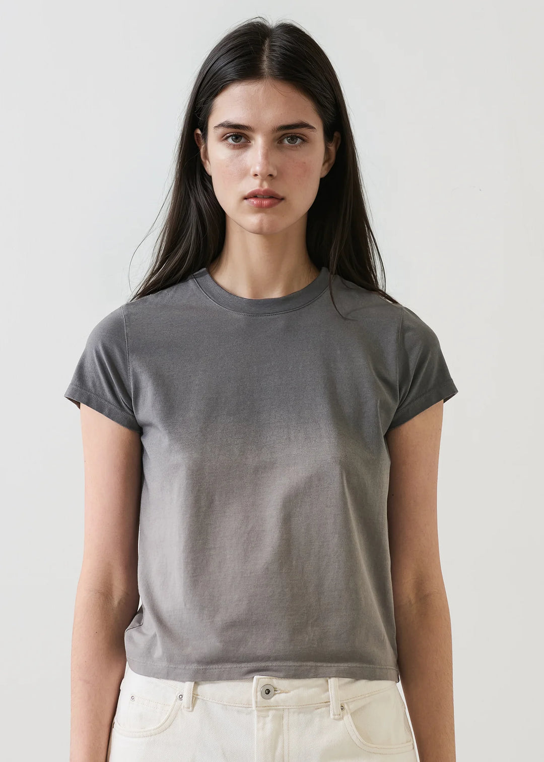 S/S ICONIC FADE WASH CREW BABY TEE (GREYSCALE) - PATRICK ASSARAF