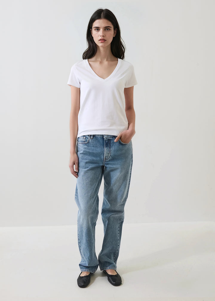 S/S ICONIC PIMA STRETCH FITTED V-NECK (WHITE) - PATRICK ASSARAF