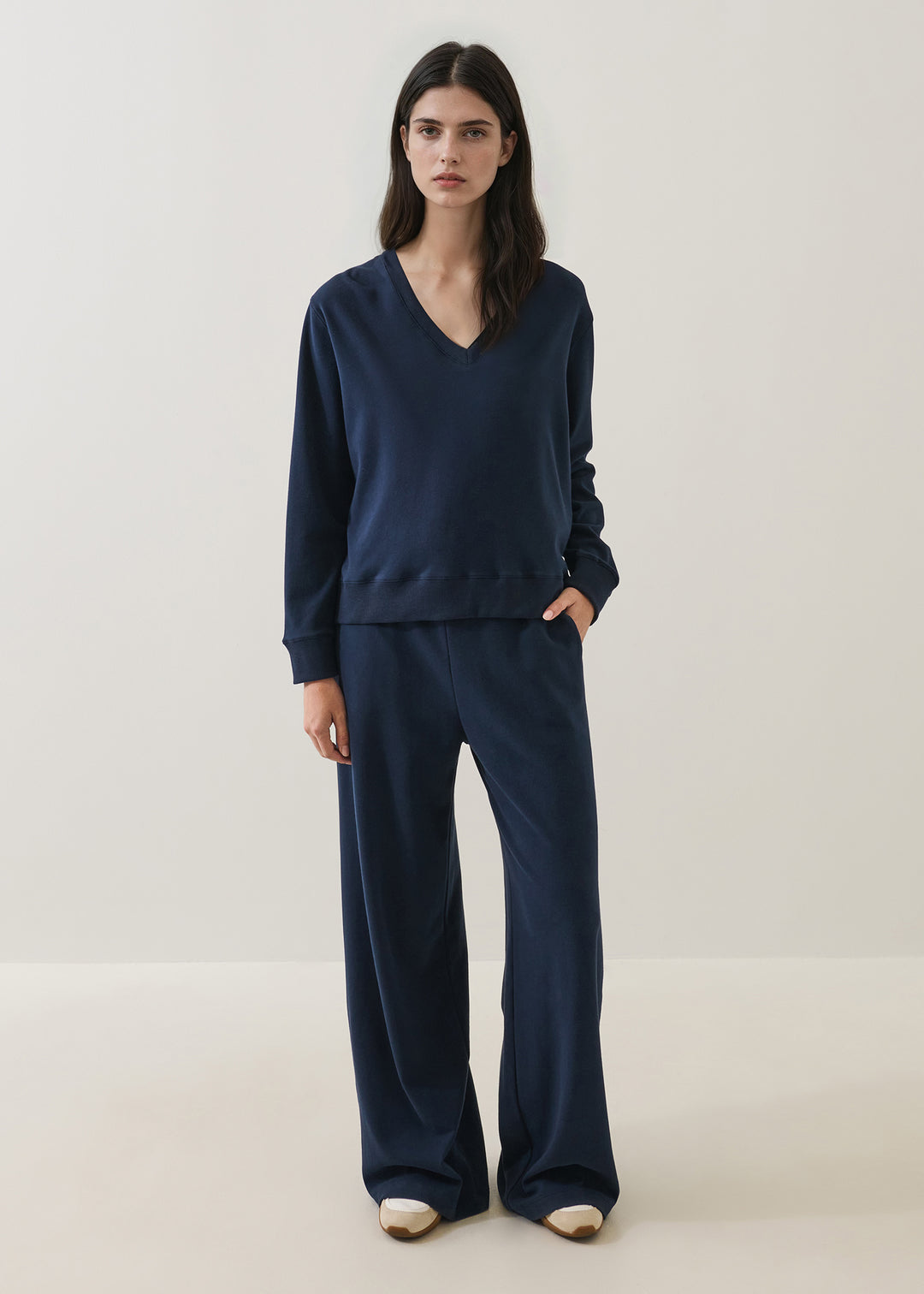 LS BRUSHED PIMA RELAXED V-NECK SWEATSHIRT - PATRICK ASSARAF