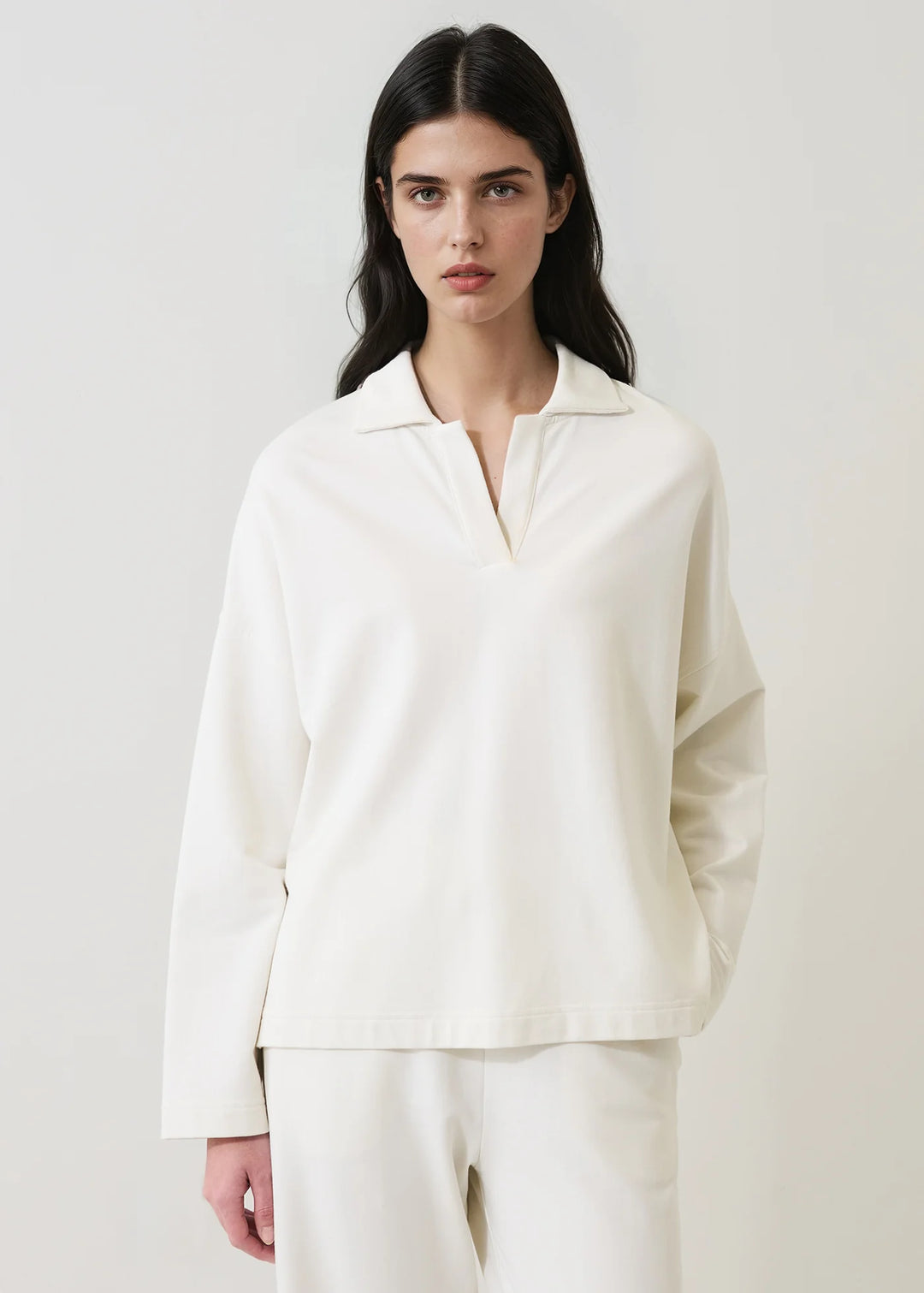 L/S FRENCH TERRY RELAXED POLO (VANILLA) - PATRICK ASSARAF