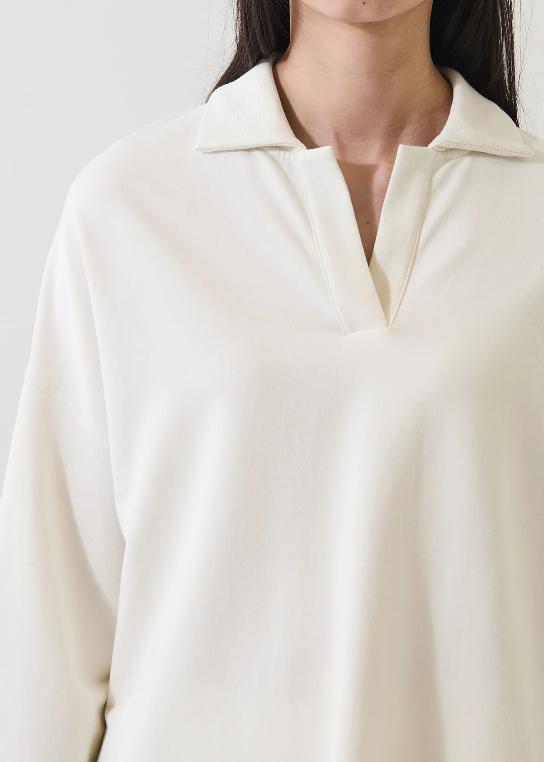 L/S FRENCH TERRY RELAXED POLO (VANILLA) - PATRICK ASSARAF