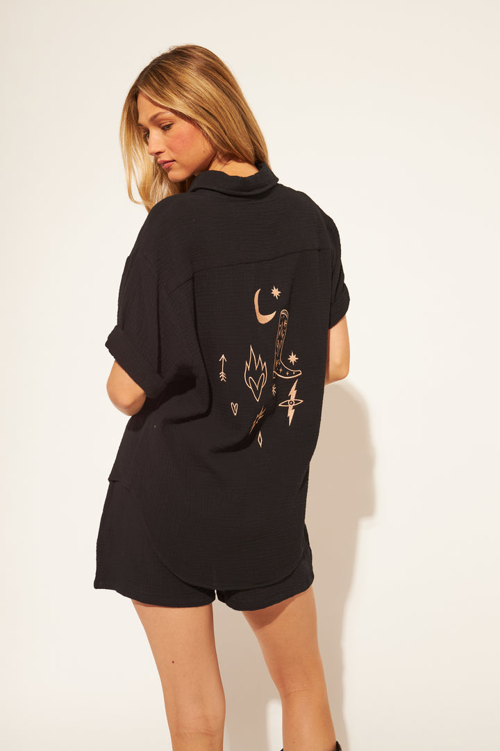 WADE EMBROIDERY SHIRT (MIDNIGHT RODEO) - JOHN+JENN