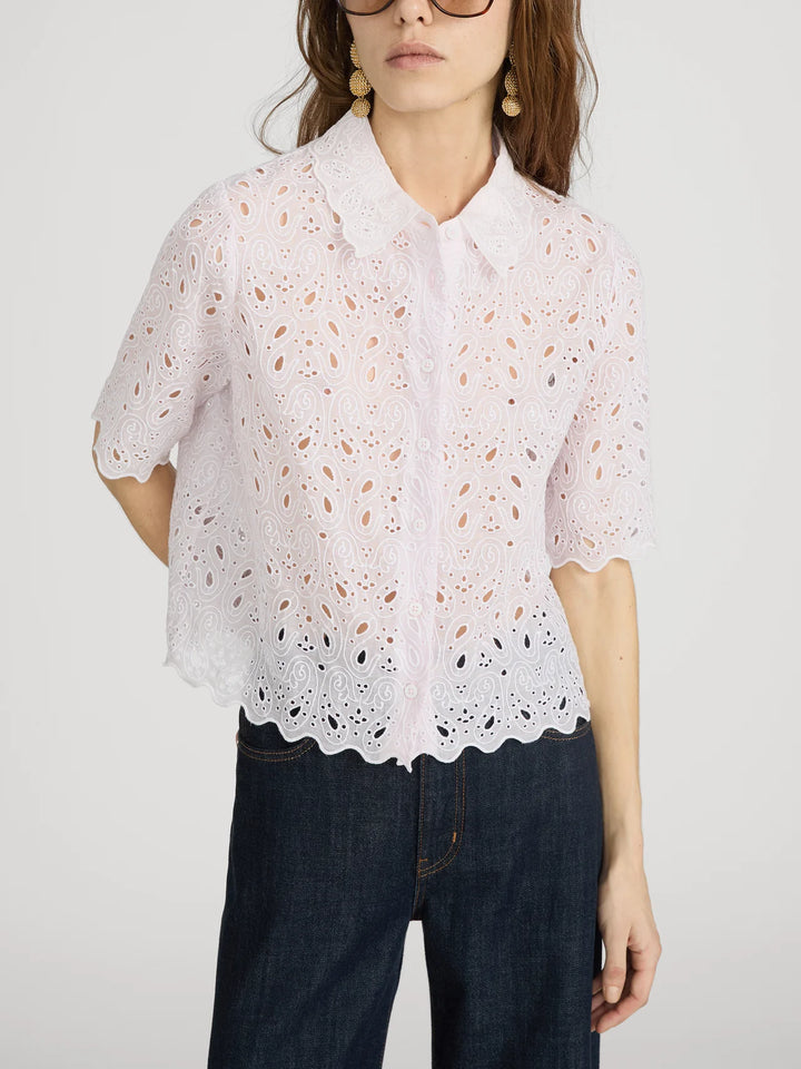 THE PAISLEY EYELET SHIRT (BUBBLE GUM) - FRAME