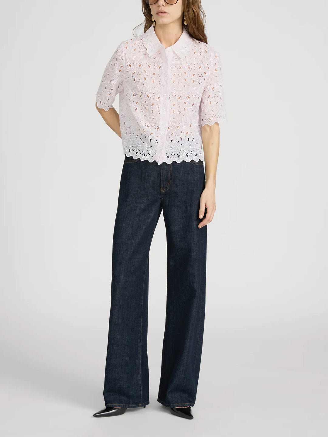 THE PAISLEY EYELET SHIRT (BUBBLE GUM) - FRAME
