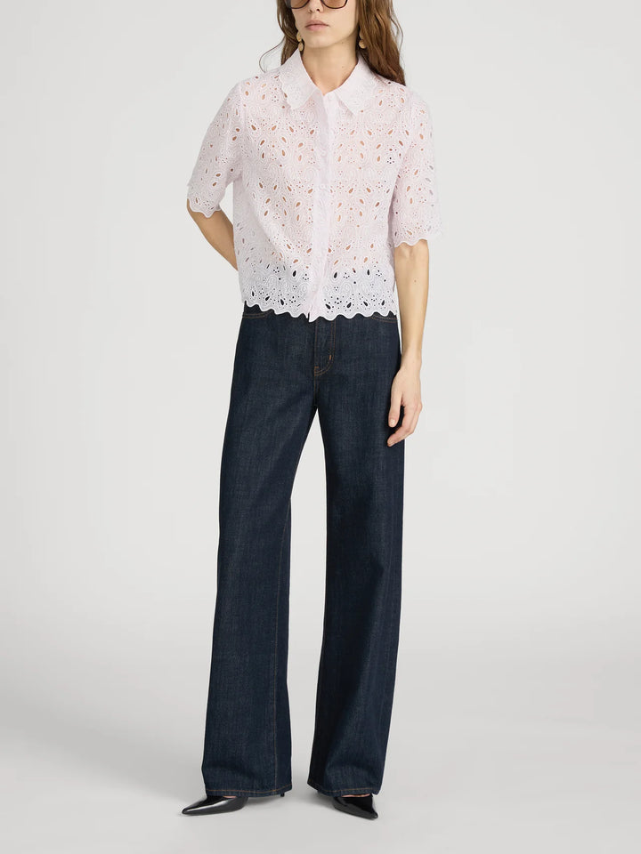 THE PAISLEY EYELET SHIRT (BUBBLE GUM) - FRAME