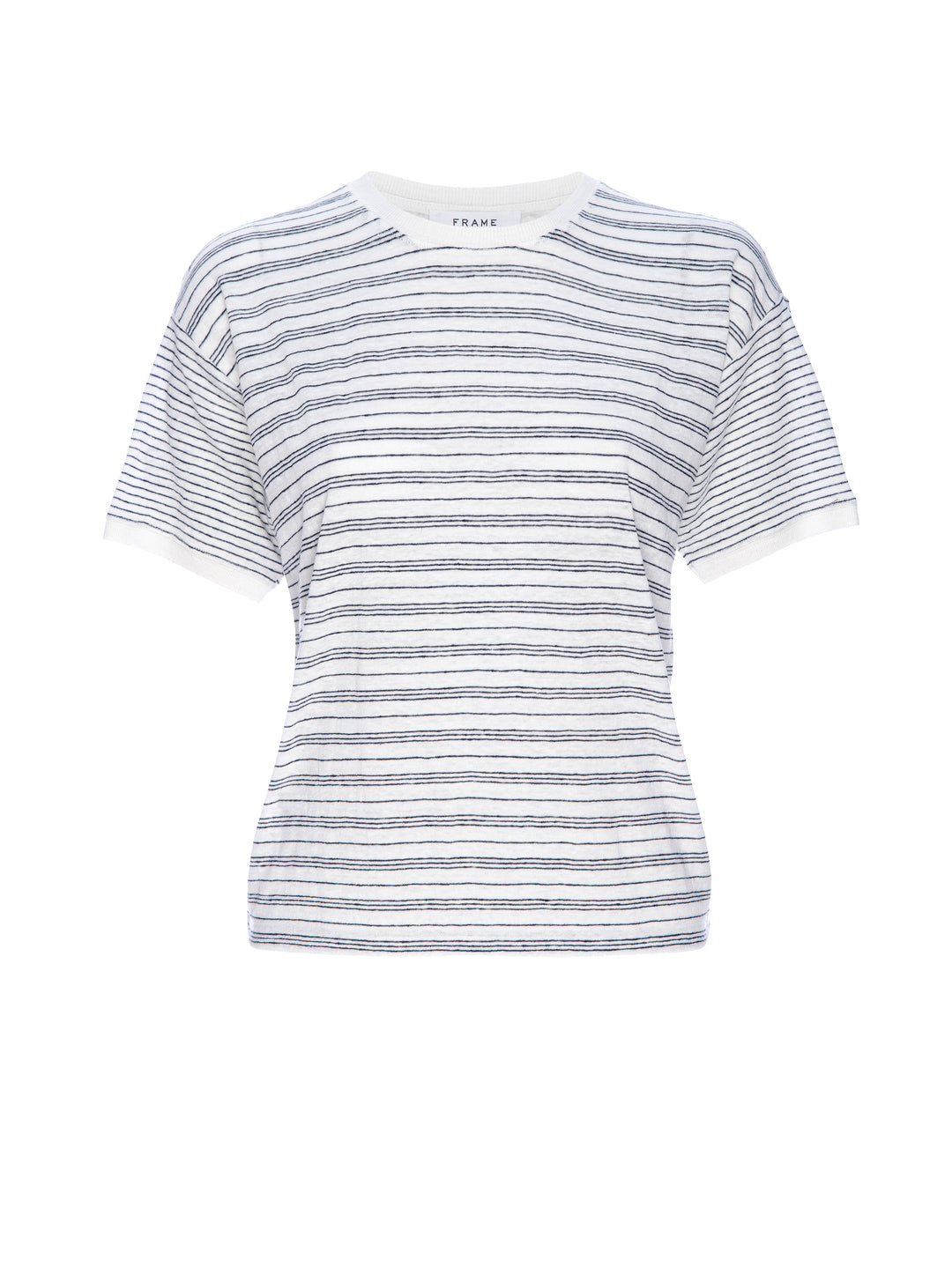 LINEN CREW STRIPED TEE - FRAME