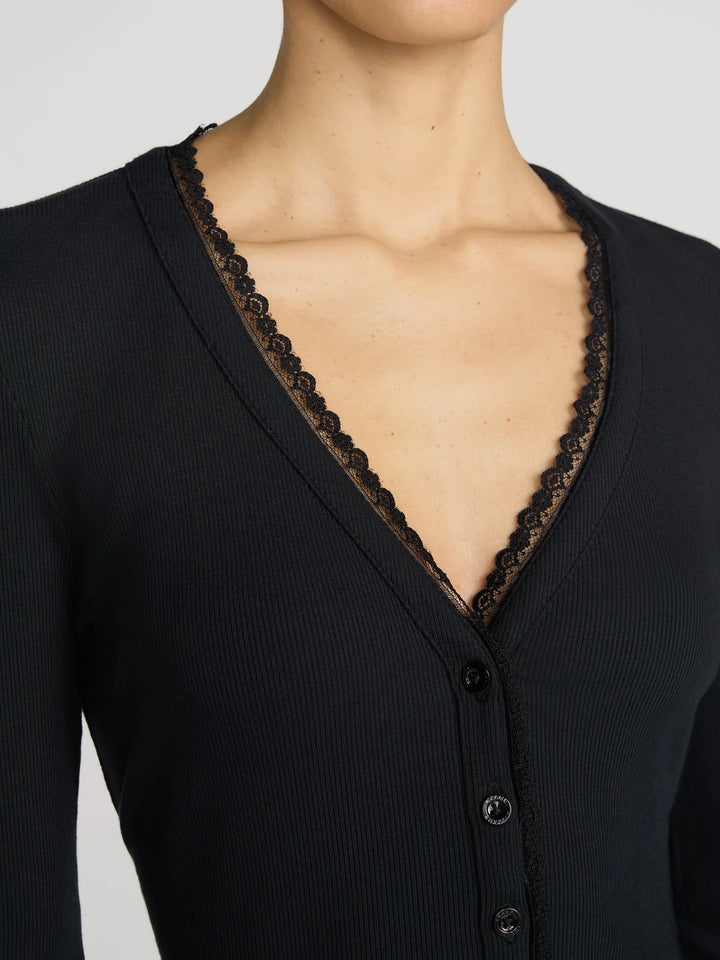 THE RIB TRIM CARDI (BLACK) - FRAME