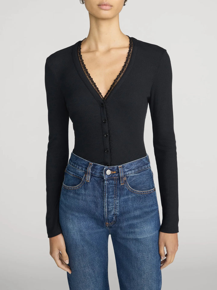 THE RIB TRIM CARDI (BLACK) - FRAME