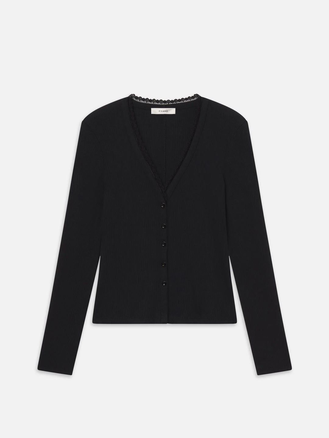 THE RIB TRIM CARDI (BLACK) - FRAME