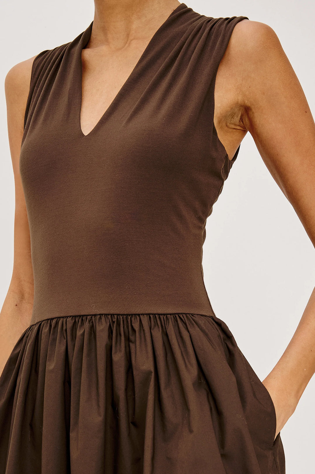 WINNIE POPLIN SKIRT DRESS (ESPRESSO) - RAILS