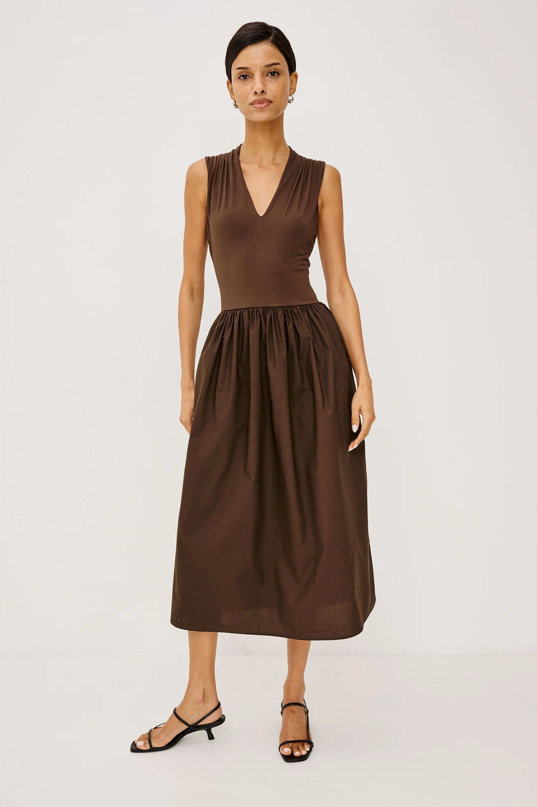 WINNIE POPLIN SKIRT DRESS (ESPRESSO) - RAILS
