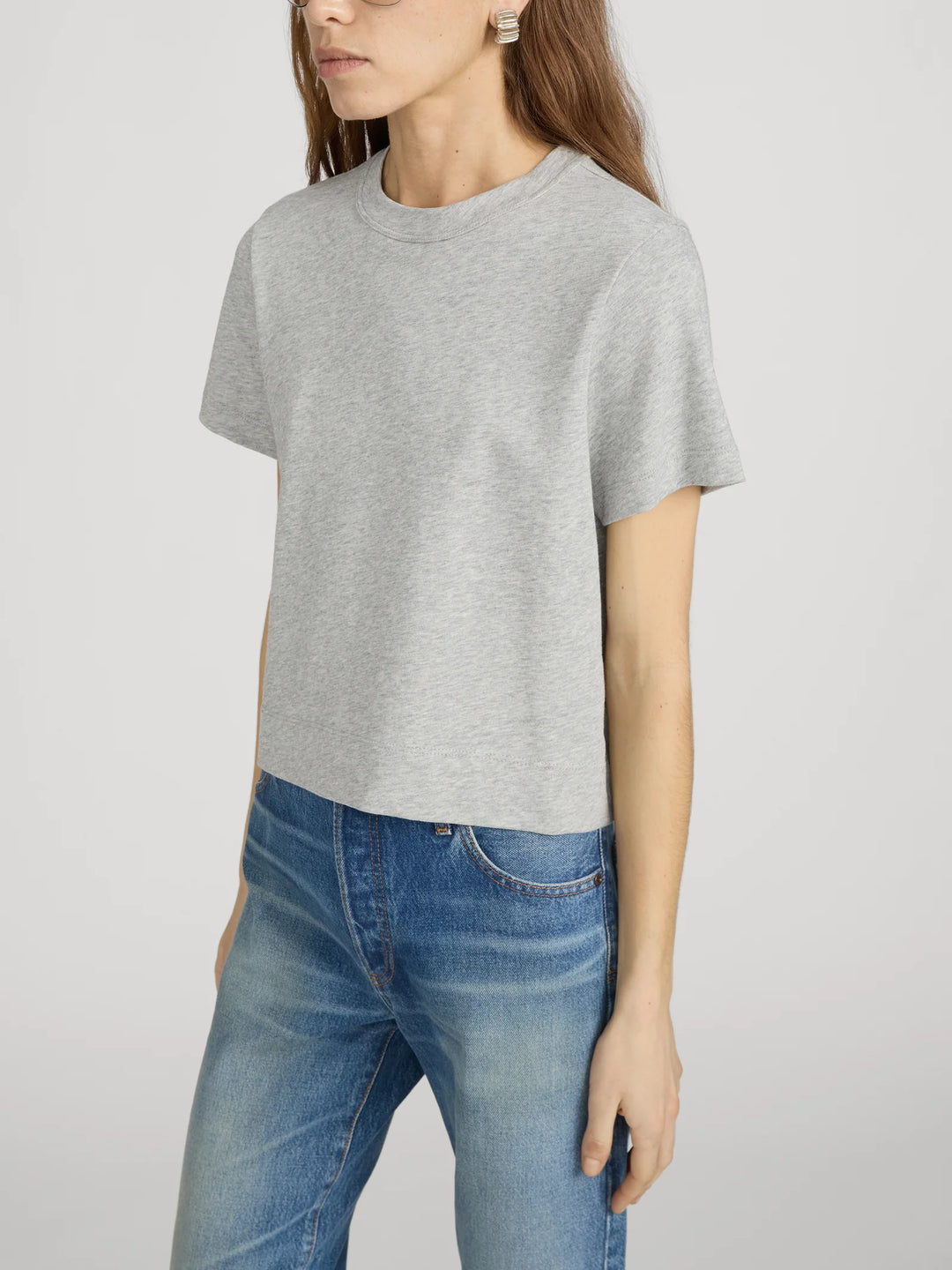 THE HEATHER BOXY TEE (HEATHER GREY) - FRAME