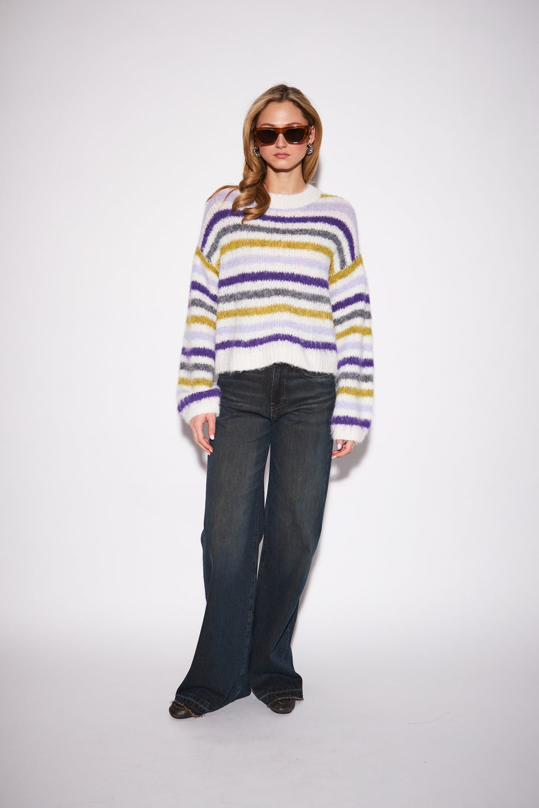 ZOE STRIPED SWEATER (LAVENDER HAZE) - JOHN+JENN