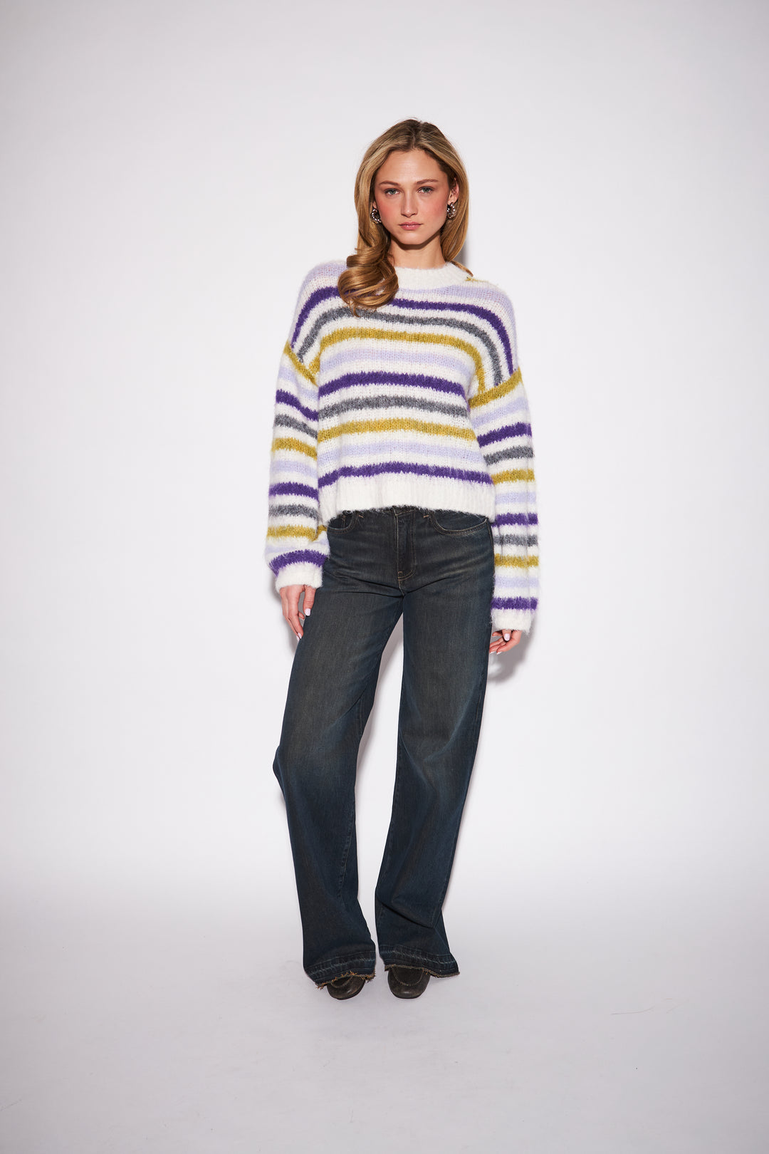 ZOE STRIPED SWEATER (LAVENDER HAZE) - JOHN+JENN