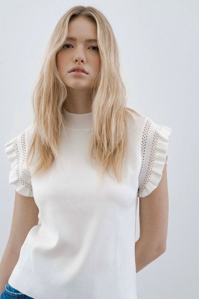 ZOWIE FRILLED SHORT SLEEVE SWEATER - MELISSA NEPTON