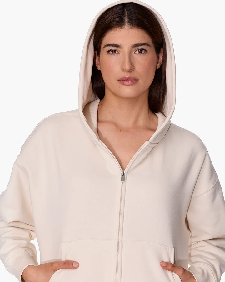 CLOUDSOFT ZIP UP HOODIE (BONE) - TKEES