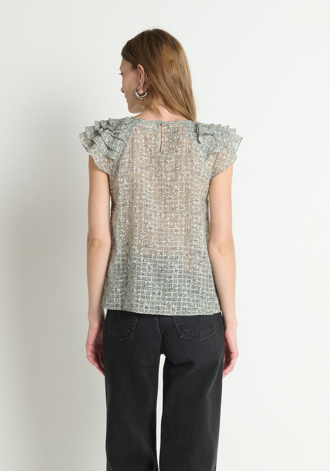 SARINA RUFFLE SLEEVE TOP (GARDEN FLORAL) - NATION